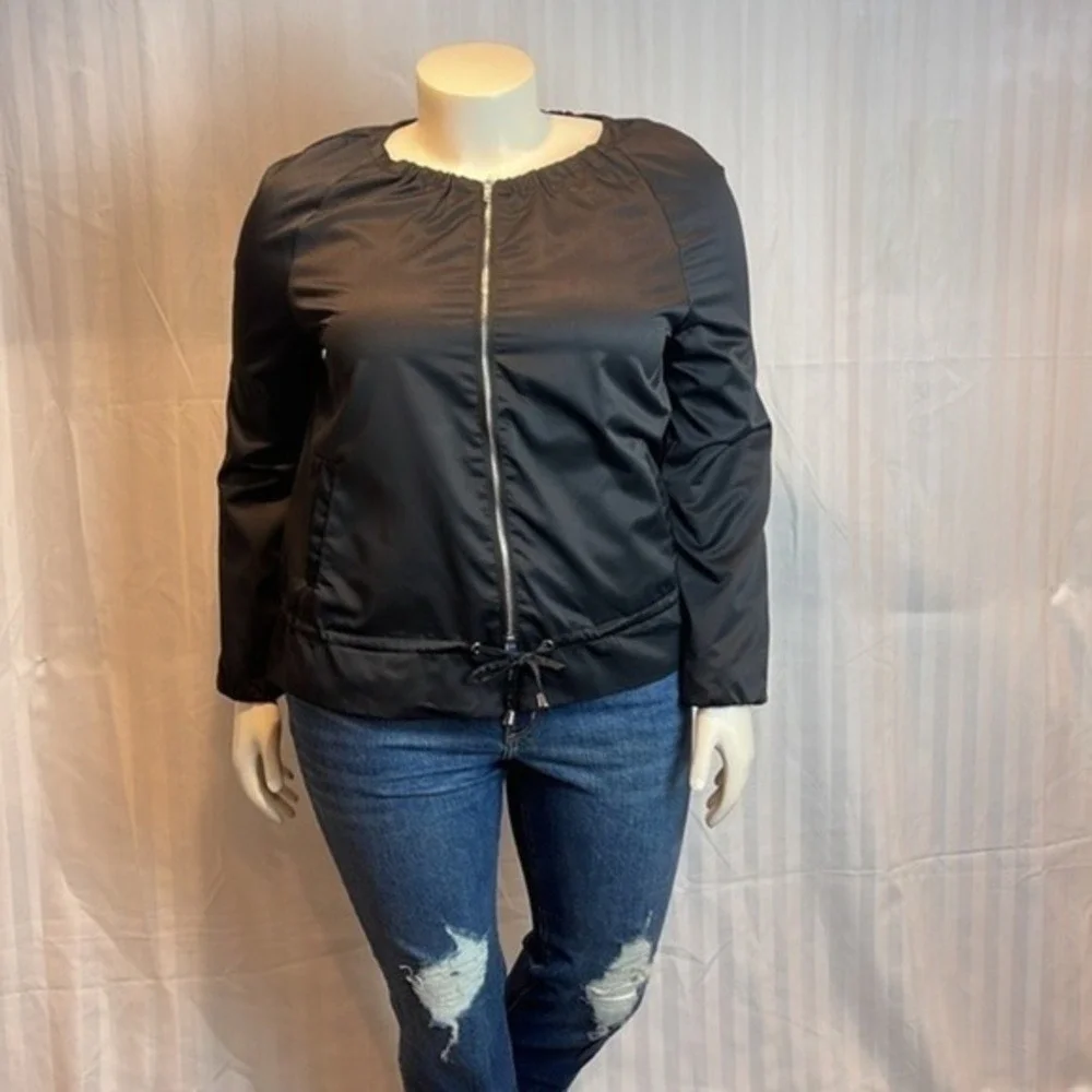 Meaneor Black‎ lightweight Water Resistant Zip Front Jacket Size XL
